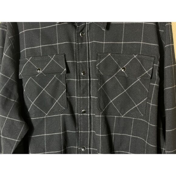Scott James Black Plaid Flannel Faux Leather Flip Cuff Large England Modern Prep - Picture 6 of 12